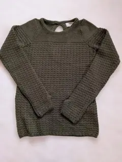ZARA オリーブグリーン バックオープン ニットセーター 袖口スリット　S