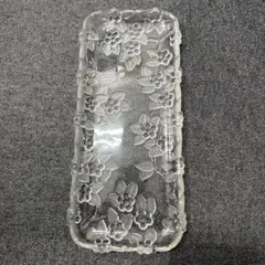 花模様の透明ガラス皿