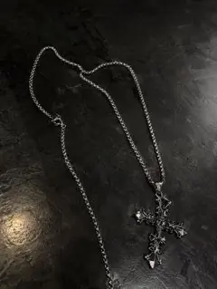 クロスモチーフ シルバーネックレス メンズ ストリート アクセサリー y2k