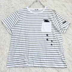 y8819 moz ポケット付Tシャツ 半袖 ボーダー柄 L キャラクター 刺繍のサムネイル