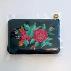 【美品】 FEILER フェイラー 花柄 ポーチ ブラック