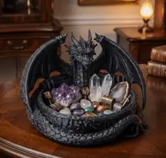 ドラゴン　龍　モチーフ 小物入れ 置物 ブラック　軽量　トレイ　アクセサリー