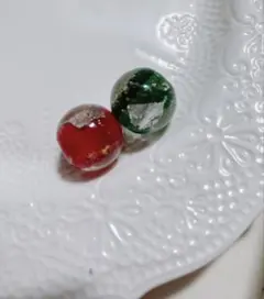 とんぼ玉 赤✖️緑 2個セット