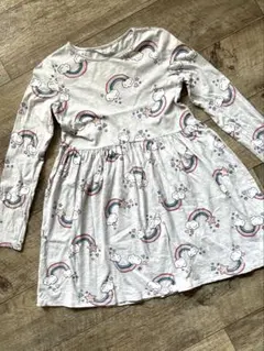 H&M ユニコーンと虹プリントの長袖ワンピース 130cm