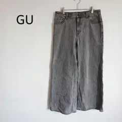 ジーユー GU デニムパンツ ワイドシルエット 大きいサイズ XL 黒グレー