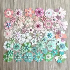 クラフトパンチ　ペーパーフラワー　ピンク・ミント・ホワイト　花セット