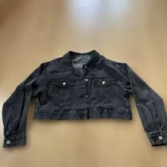 ブラックショート丈デニムジャケット Fサイズ