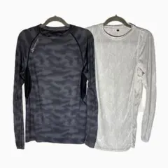 M*O様 スポーツインナー 長袖 2枚セット コンプレッション S 速乾 白 黒