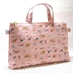 653 ハンドメイド ミニトートバッグ チビネコ 猫柄 ピンク コッカ