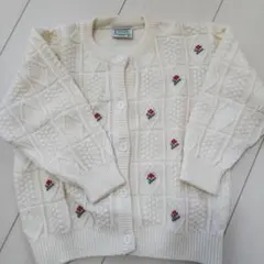 Dore クリーム色 花柄刺繍 カーディガン 95