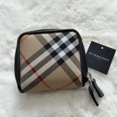 美品 バーバリー コインケース 小銭入れ ノバチェック ダブルジップ財布