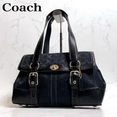 未使用級✨COACH ハンドバッグ シグネチャー ターンロック ブラック Y2K
