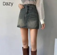 DAZY ウィメンズハイウエスト ウォッシュデニムスカートジーンズスカート
