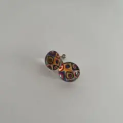レトロ カラフル幾何学模様 イヤリング