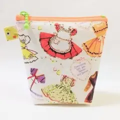 ◆ハンドメイド ポーチ マチ付き ドレス レトロ ポップ カラフル ケース