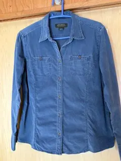 Eddie Bauer ブルー 長袖シャツ　コーデュロイ　L コットン100