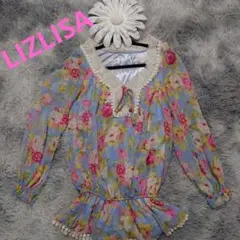 LIZLISA 花柄ブラウス 長袖　シフォン　レース　Y2K　地雷系