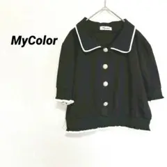 2777M　マイカラー　半袖カットソーカーディガン　ショート丈　フリル　ガーリー