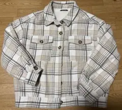 ベージュ系チェック フランネルシャツジャケット MサイズONEWAY