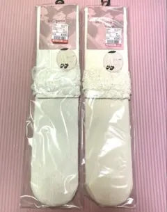 新品未使用♡mpetit しまむら×青木美沙子　ニーハイソックス 2色　レース柄のサムネイル
