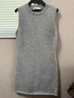 【美品】ZARA グレー ノースリーブニットワンピース