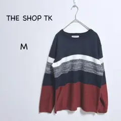THE SHOP TK ニット M ネイビー ボルドー マルチボーダー ニット