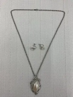 20.372【ネックレス　イヤリングセット】パール　silver刻印