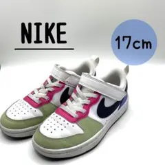 NIKE スニーカー キッズ コートボロー ホワイト ピンク グリーン 17cm