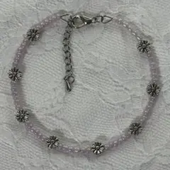 光沢ピンク紫ハンドメイドビーズブレスレットY2Kフェアリーグランジウィッシュコア