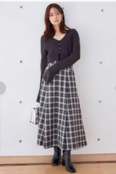 MERCURYDUO チェックハイウエストコルセットスカート