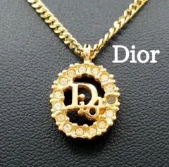 美品✨ディオール、CDロゴサークルラインストーンレディースネックレス