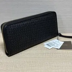 【新品】perche レザーメッシュ ジャバラカード長財布 ブラックのサムネイル