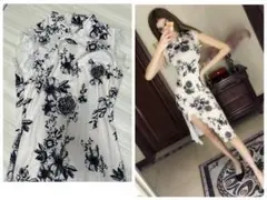 花柄タイトドレス チャイナドレス