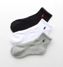 【新品未使用品】ポロ　ラルフローレン　靴下　ソックス　白　黒　グレー　3足セット