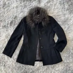 INED (ANGORA65%) サイズ9(M) 黒 毛皮付きジャケット