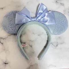 水色レース リボン ミニー カチューシャ