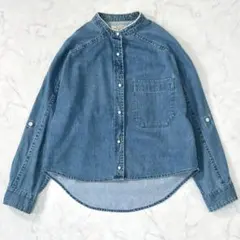 美品♪ブランバスク パール風ボタン デニムシャツ インディゴ サイズ38 rw2