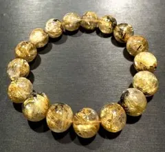 希少•高品質】菊花ルチルクォーツ ブレスレット 12mm 内径17cm 大玉