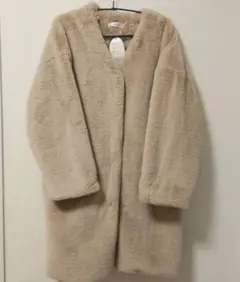ベージュファーロングコート Vネック(3Lサイズ)