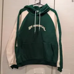 グリーン フード付きパーカー BE IMMORTAL