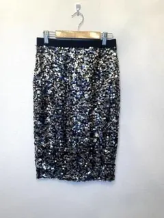 H&M スパンコールタイトスカート 黒 シルバー