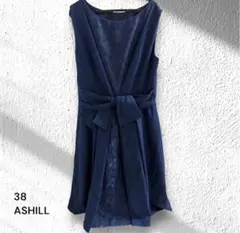 ネイビー ドレス ノースリーブ 結婚式二次会 M 紺 フォーマル ASHILL