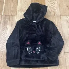 H&M 猫の顔刺繍 黒パーカー