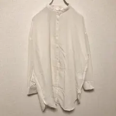 【Samansa Mos2 blue】(F)ゆったりシルエットノーカラーシャツ