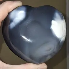 天然石✨️オルカ瑪瑙　アゲート　ハート型✨️大きめ　台座付き