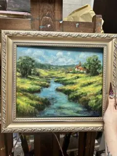 ヴィンテージ 油絵 絵画 横110cm 縦80cm 程 - メルカリ