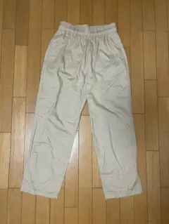 ベージュ チノパン ワイドパンツ ストレートウエストゴム