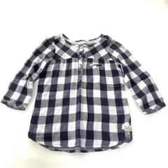 H&M 長袖　チェックシャツ ネイビー　130 子供服　コットン100