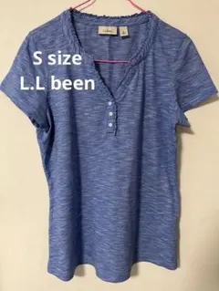 L.L.Bean ヘンリーネック 半袖 Tシャツ ブルー Sのサムネイル