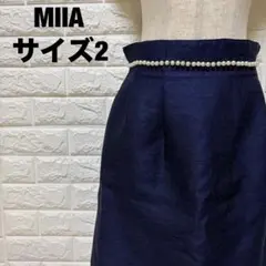 MIIA ミーア パールビジュー フリルスカート ネイビー 2サイズ【3077】